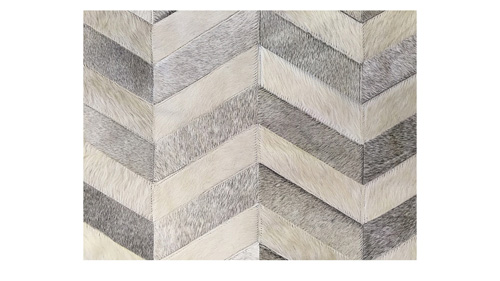 Chevron Cowhide Rug - Grey and White / Herringbone Cowhide Rug - Grey and White - CH5