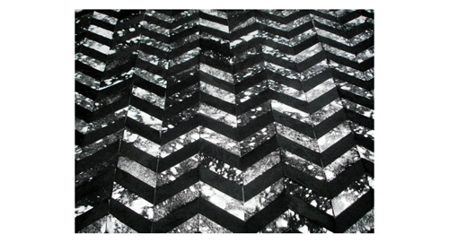 Metallic Chevron Cowhide Rug - Black & Silver on Black / Metallic Herringbone Cowhide Rug - Black & Silver on Black - CH8