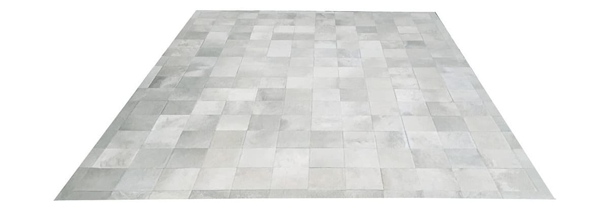 White Patchwork Cowhide Rug - Square Tiles - P1