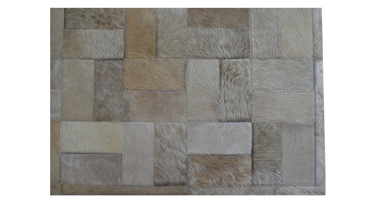 Taupe Patchwork Cowhide Rug - Chalten design - P12