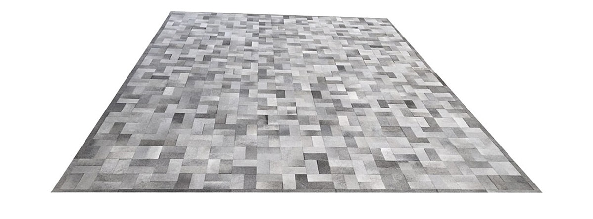 Grey Patchwork Cowhide Rug - Chalten design - P13