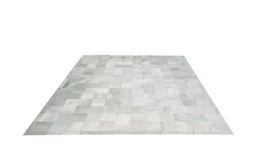White Patchwork Cowhide Rug - Square Tiles - P1