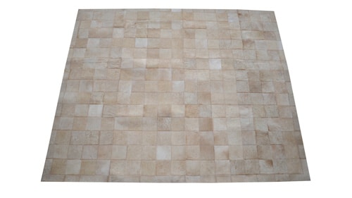 Tan Patchwork Cowhide Rug - Square Tiles - P3