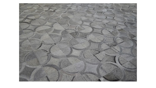 Grey Patchwork Cowhide Rug - Doral Luxor design - P6