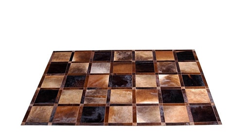 Beige and Brown Patchwork Cowhide Rug - Frames design - P10