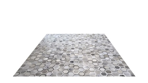 Grey Patchwork Cowhide Rug - Veronica design - P15