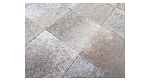 Light Taupe Patchwork Cowhide Rug - Large Patches in Champagne Color - P19