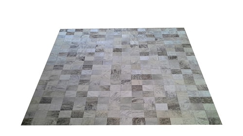 Grey and White Patchwork Cowhide Rug - Square Tiles - P20