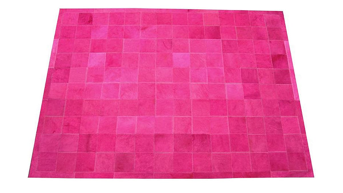 Dyed Cowhide Rug - Fuchsia Square Tiles - D4