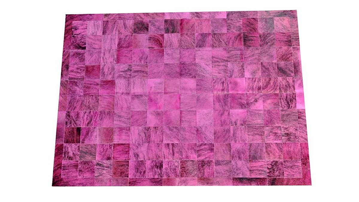 Dyed Cowhide Rug - Fuchsia Exotic Square Tiles - D5