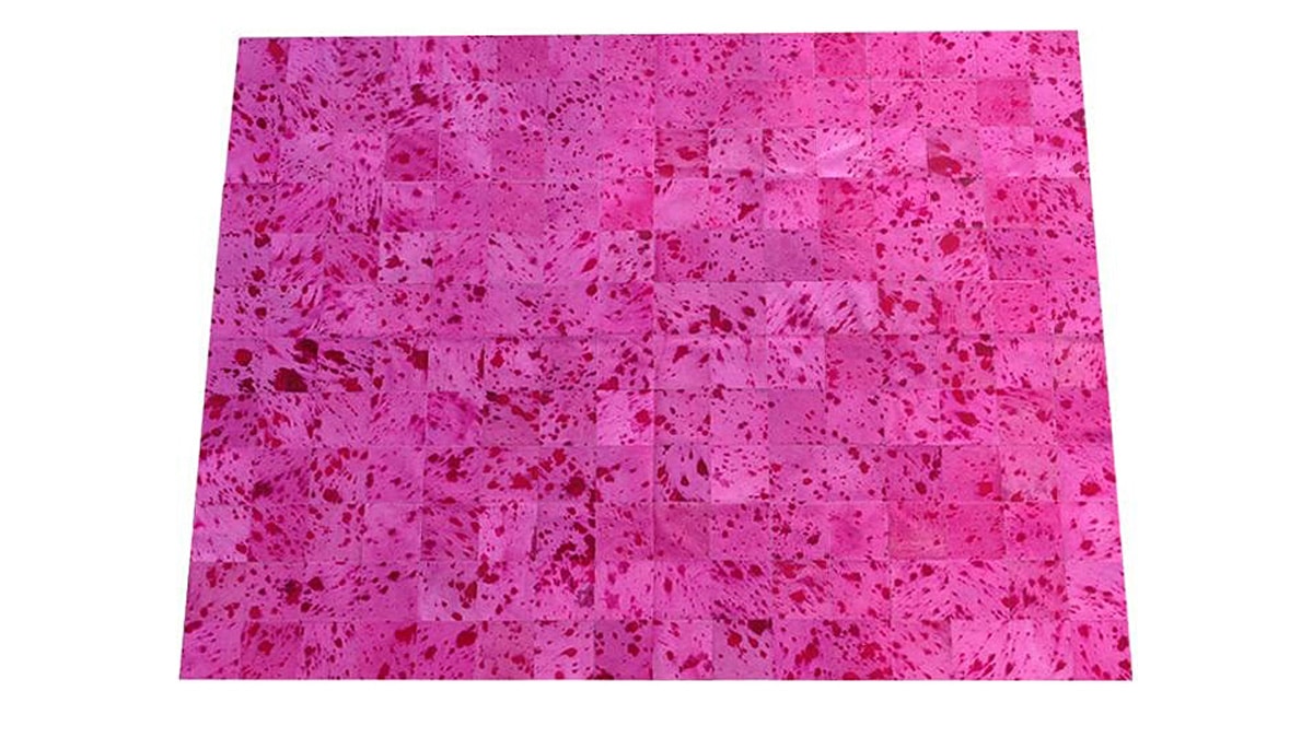 Dyed Cowhide Rug - Fuchsia Devore Square Tiles - D6