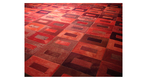 Dyed Cowhide Rug - Red Tones in Tango design - D1