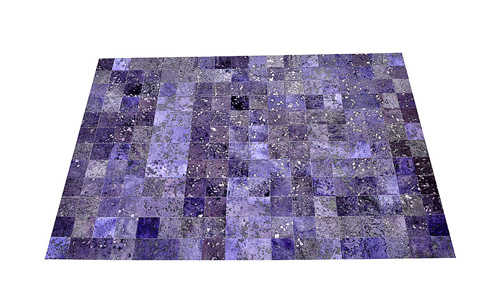 Dyed Cowhide Rug - Blue Purple Devore Square Tiles - D8