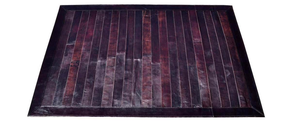 Stripes Leather Rug - Dark Brown - LR3