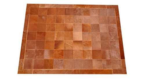 Laser Cut Cowhide Rug - Patagonia design in Dark Caramel - L4