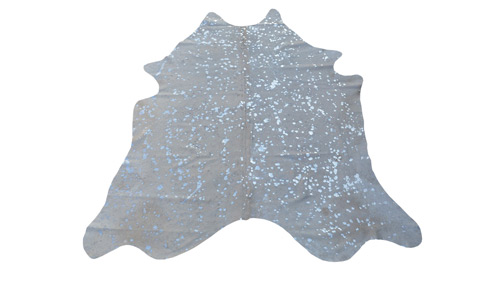 Silver on White Metallic Cowhide - MC2