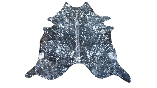 Silver on Black Metallic Cowhide - MC3