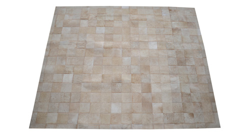 Light Tan Patchwork Hide Rug - Square Tiles Hide Rug - NC3