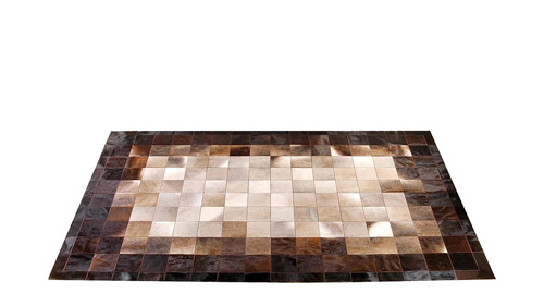 Cream and Brown Patchwork Hide Rug : Mountain design - NC10