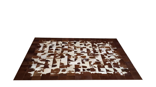 Brown & White Patchwork Hide Rug - Square Tiles Hide Rug – NC13