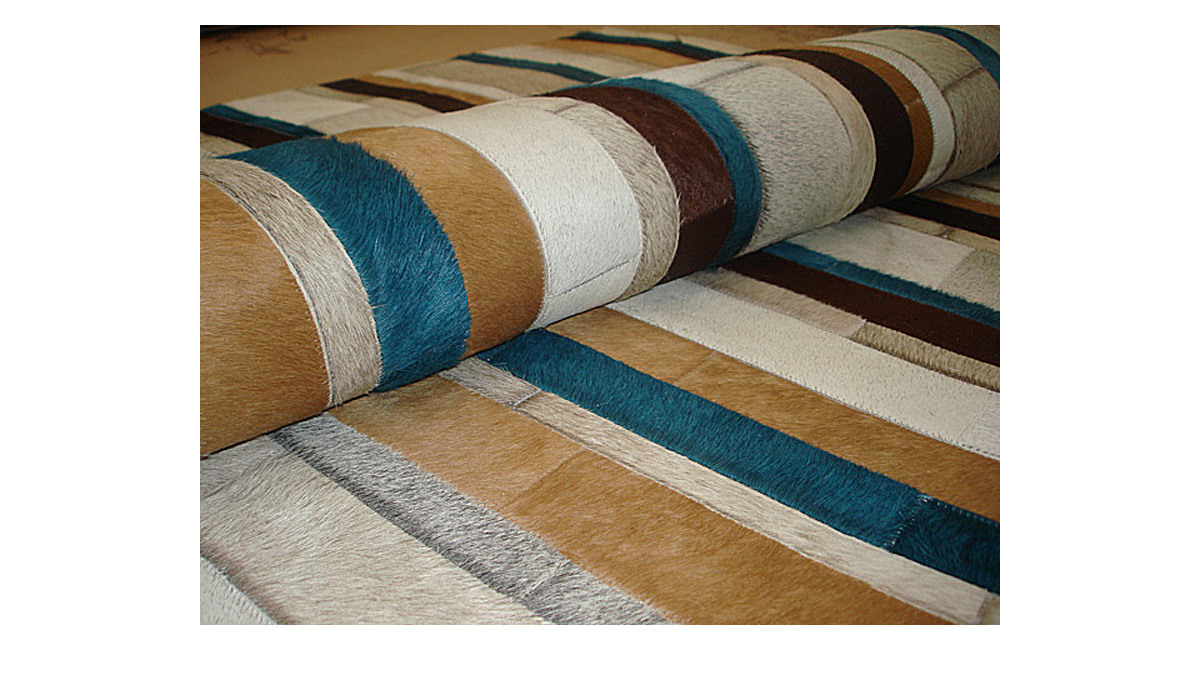 Stripes Cowhide Rug - Natural and Dyed Colors - S7