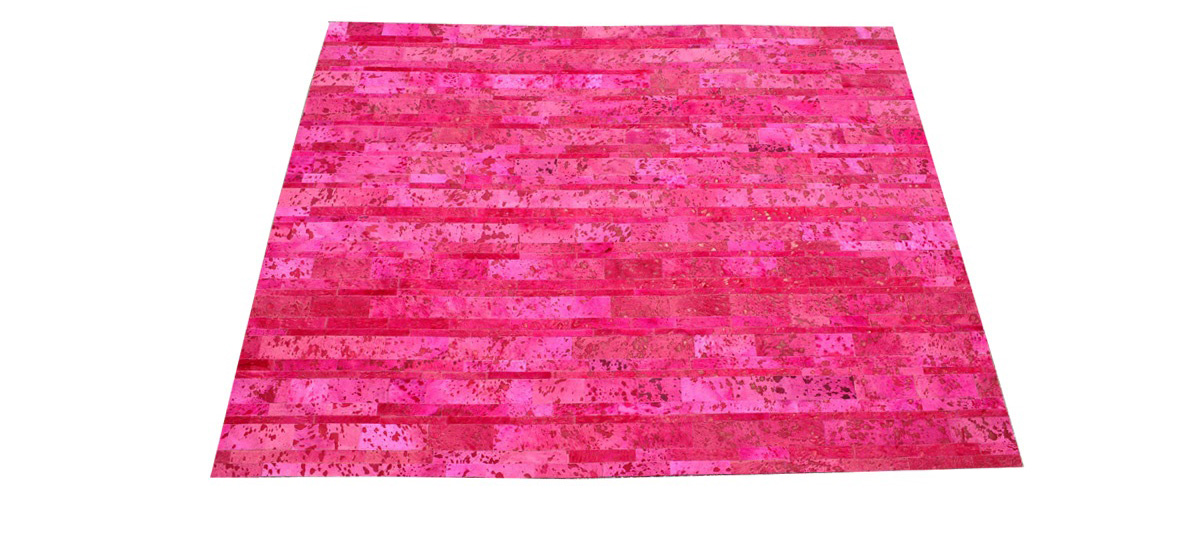 Stripes Cowhide Rug - Fuchsia Devore - S10