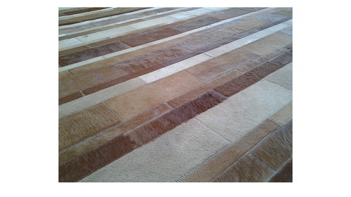 Stripes Cowhide Rug - Tans and Caramels - S5