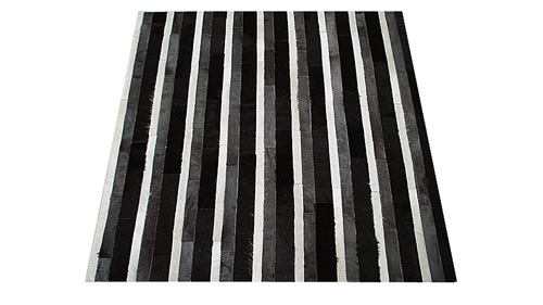 Stripes Cowhide Rug - Black White and Charcoal - S8