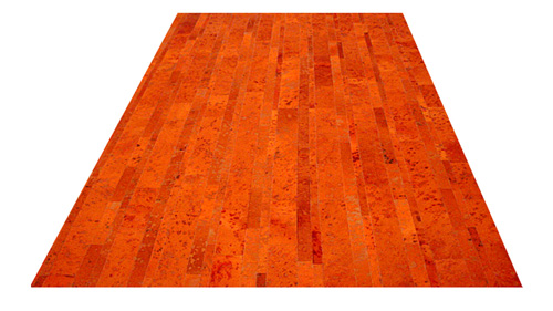 Stripes Cowhide Rug - Orange Devore - S11