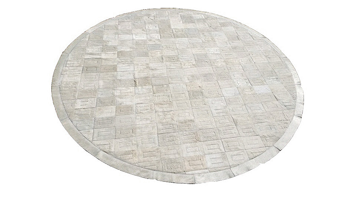 White Cowhide Rug Round Hide Rug W5 Pampa Leather Corp