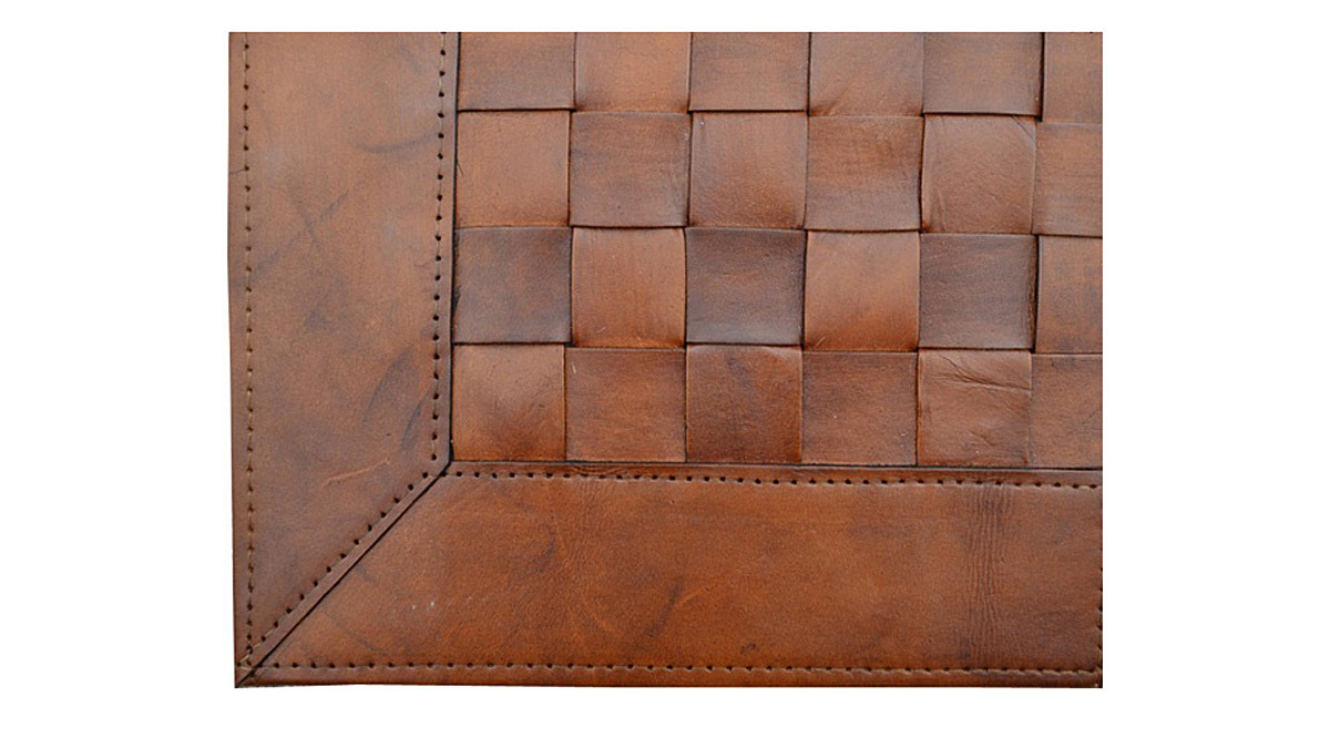 Woven Leather Rug - Light Brown / Basket Weave Leather Rug - Light Brown - WL5