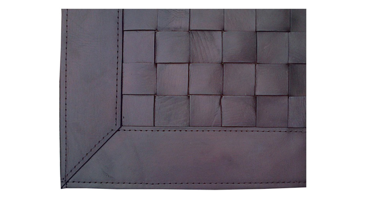Woven Leather Rug - Dark Brown / Basket Weave Leather Rug - Dark Brown - WL6