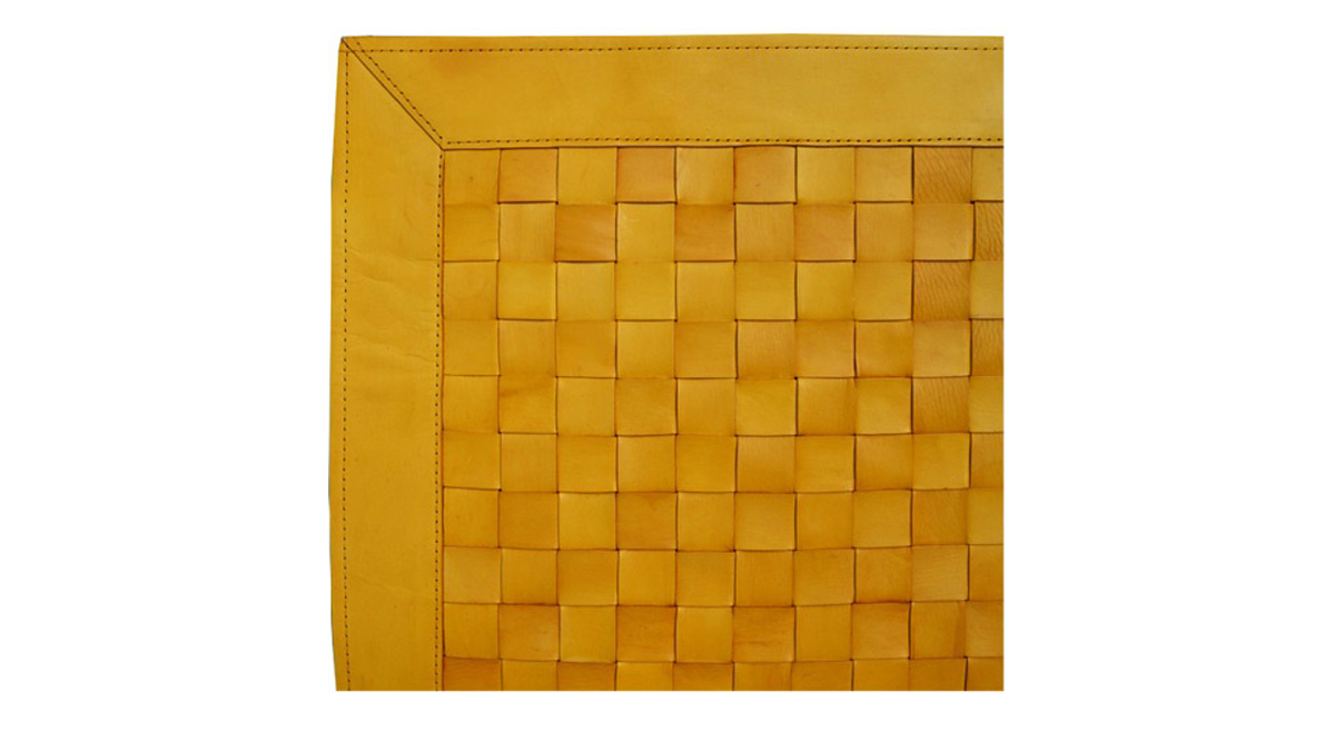 Woven Leather Rug - Yellow / Basket Weave Leather Rug - Yellow - WL10