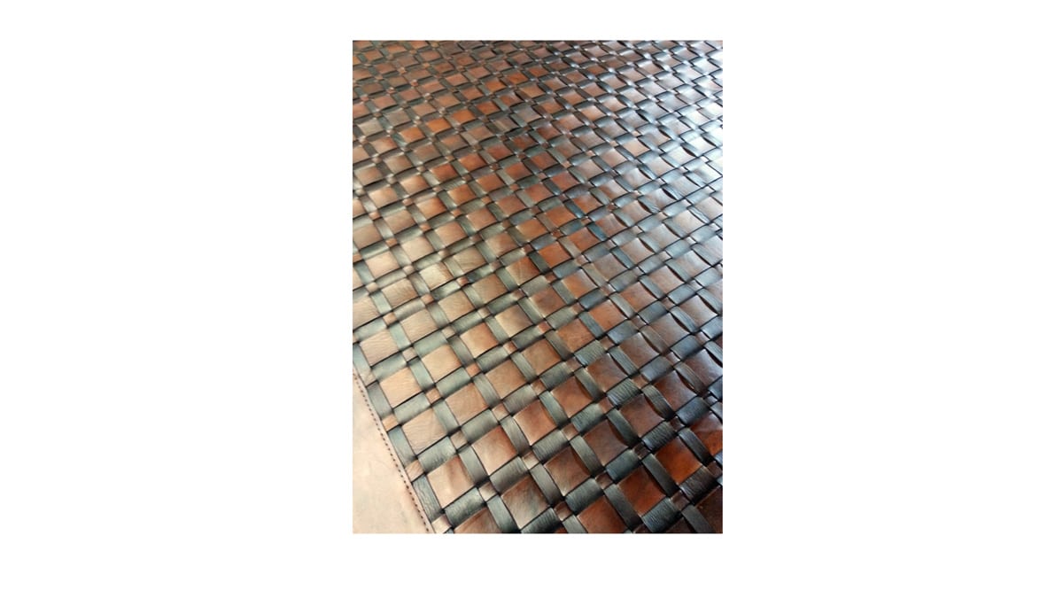 Woven Leather Rug - Frames Dark and Light Brown - Basket Weave Leather Rug - Frames Dark and Light Brown - WL16