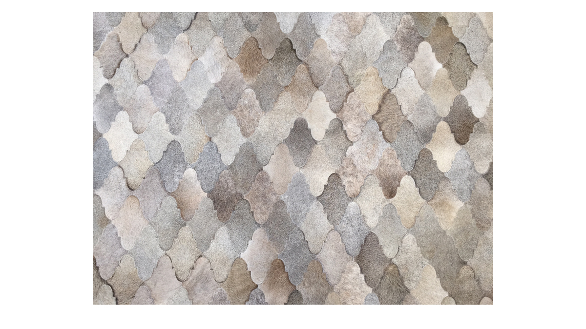 Grey with Little Beige Patchwork Cowhide Rug - Sherazade Design - P21