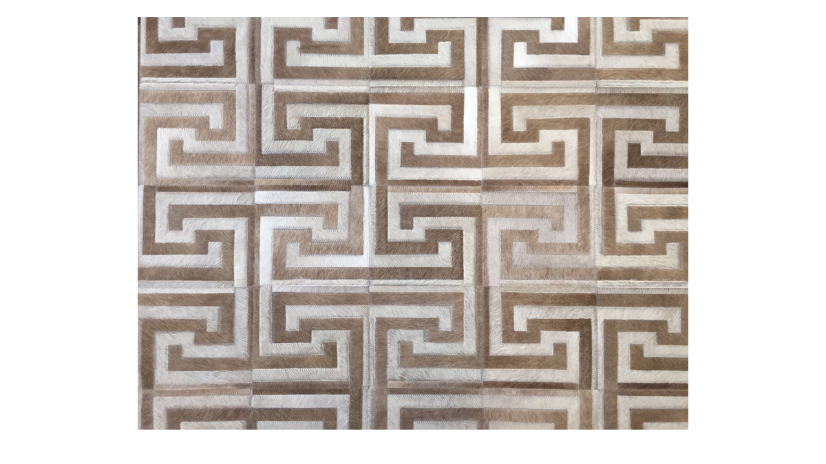 Light & Medium Sand Patchwork Cowhide Rug - Inca design - P22