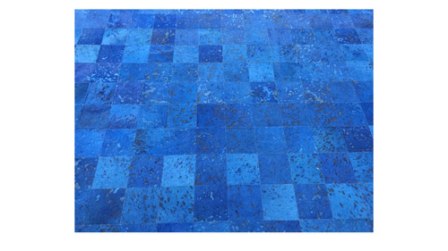 Dyed Cowide Rug Blue Devore Square Tiles - D10