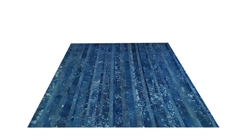 Stripes Cowhide Rug - Blue Devore - D11