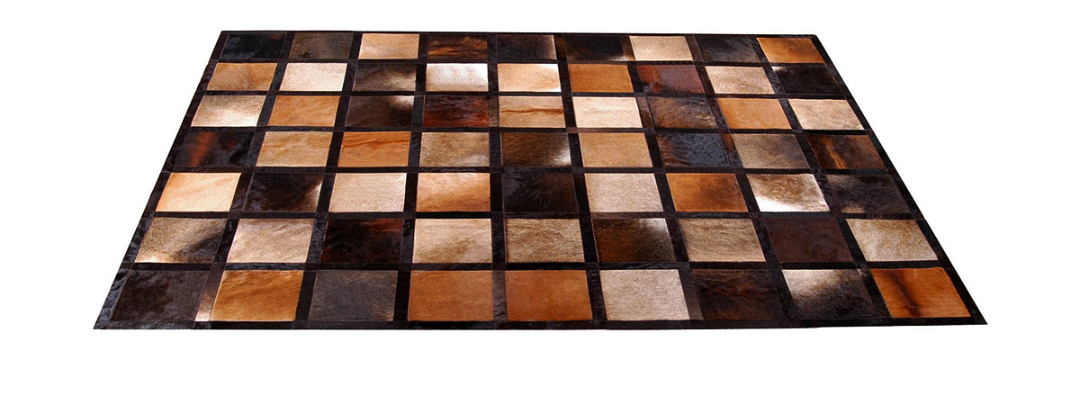 Patchwork Cowhide Rug - Browns, Caramels & Taupes - Piedra design - NC18