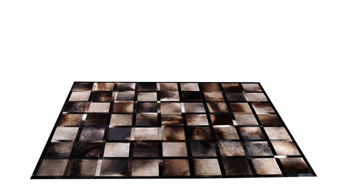 Iridescent Grey Brown Patchwork Cowhide Rug - Frames design - NC16