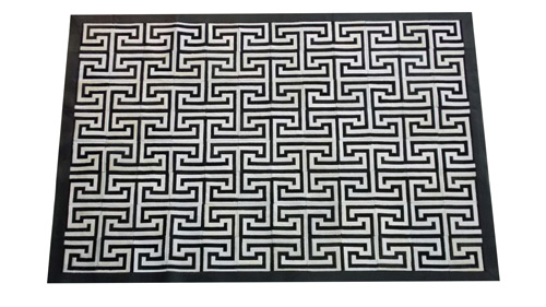 Black and White Cowhide Rug - Inca design - NC17