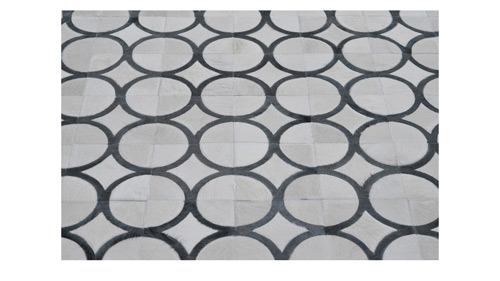 White and Dyed Grey Cowhide Rug - Doral Luxor Combined design - W7