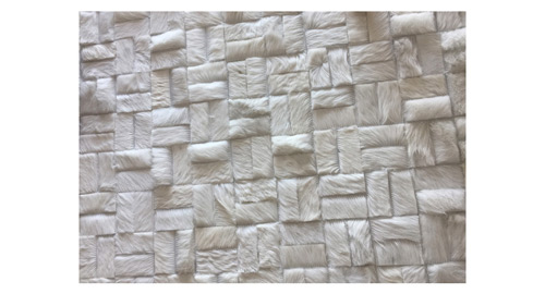 White Cowhide Rug - Parquet Versailles design - P23