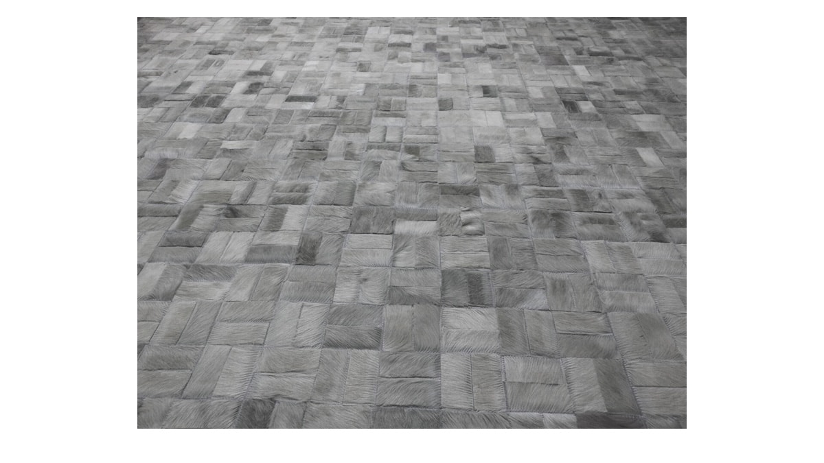 Dyed Grey Cowhide Rug - Parquet Versailles Design - G14