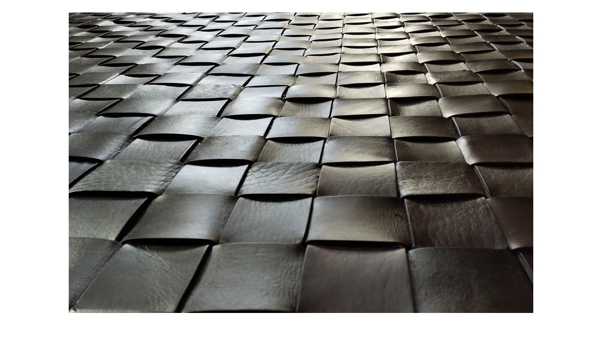 Woven Leather Rug - Dark Brown - Basket Weave Leather Rug - Dark Brown - WL5