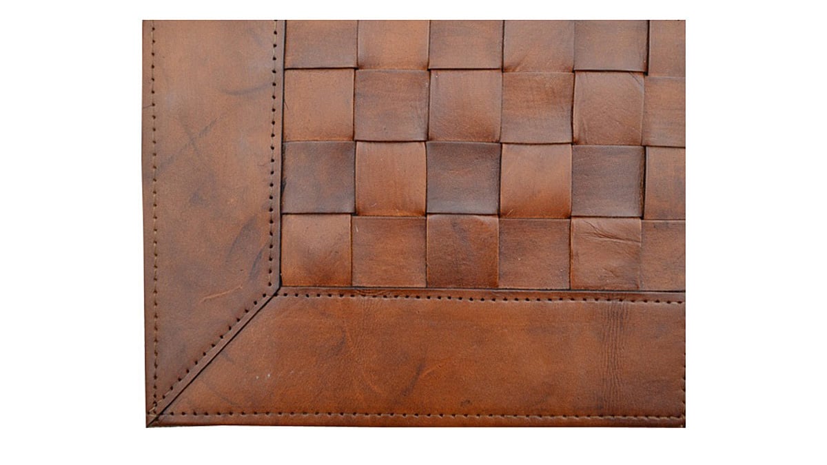Woven Leather Rug - Light Brown - Basket Weave Leather Rug - Light Brown - WL9