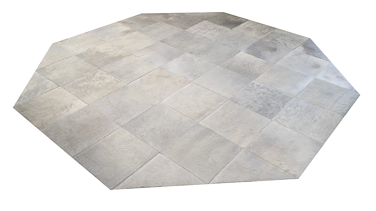 Octagonal Cowhide Rug - Large Off White Patches - P29