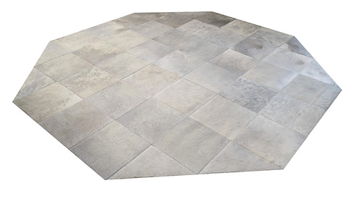 Octagonal Cowhide Rug - Large Off White Patches - P29