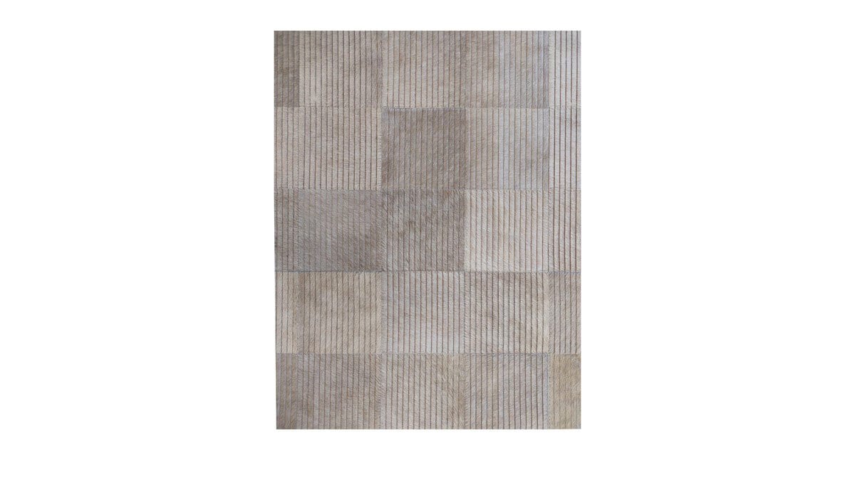 Laser Cut Cowhide Rug - Parallel Mara Design in Dyed Light Grey - L2