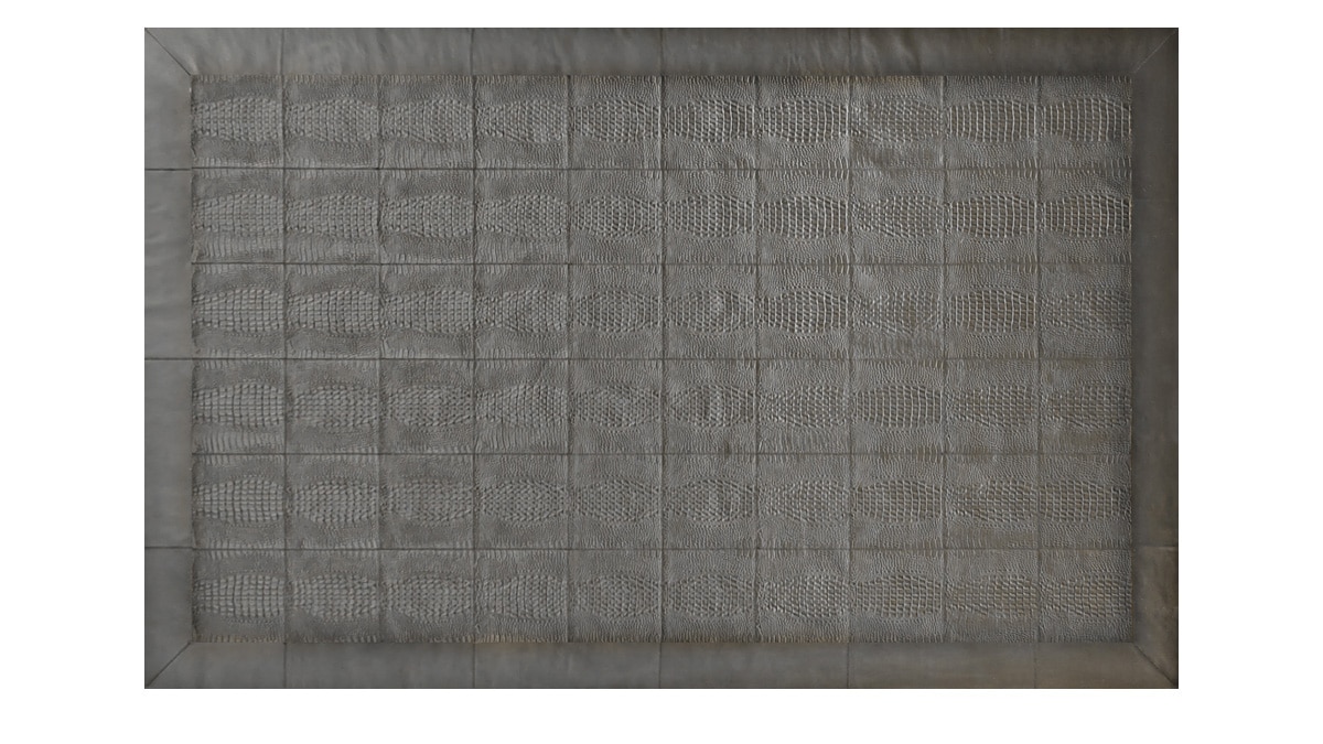 Croco Embossed Leather Rug - Black - LR1